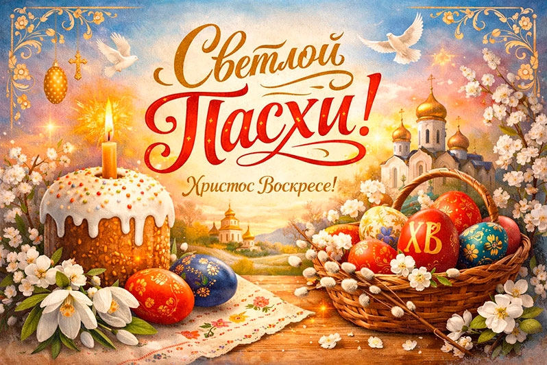 Сердечно поздравляем вас со светлым праздником Пасхи!